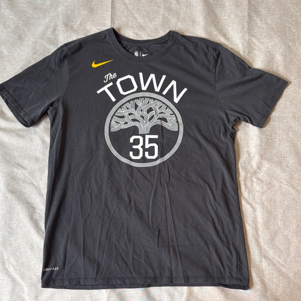 Nike Gray T-Shirt with Yellow Swoosh and 'The Town' Graphic